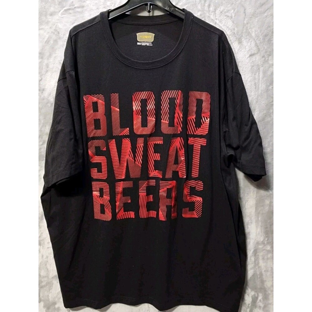 Foundry Blood Sweat Beers T-Shirt Mens 3XLT Black Grunge Goth 90s Y2K Oversized